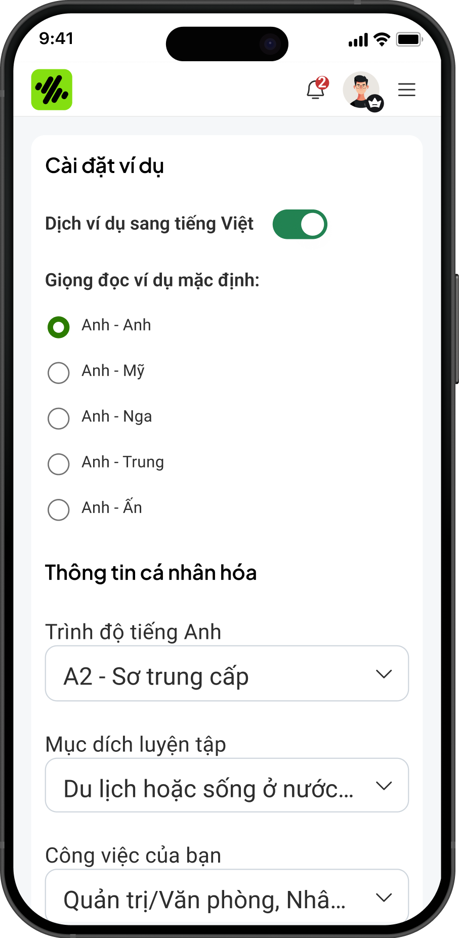 Tuỳ chỉnh giọng điệu & phát âm
